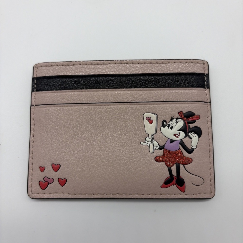 Kate Spade Disney Minnie Mouse Vanity Pink Red Glitter Cardholder Wallet